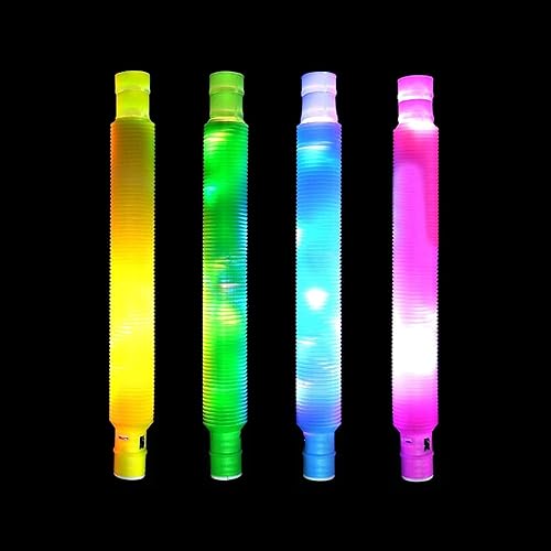 4 Stücke Knicklicht Pop Tubes, Pop Tubes, Leuchtende Pop Tubes, LED Pop Tube Set, Pop Tubes Leuchtend, Sinnesspielzeug für Stressabbau, Pop Röhren Sensorik Spielzeug, Zufällige Farbe von KARELLS