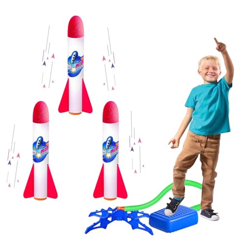 Raketen Spielzeug für Kinder,Rakete Luftdruck,Luftdruck Outdoor Spielzeug,Raketen Outdoor Spielzeug, Rakete Spielzeug Mit 3 Schaumraketen,für Draußen Kinderspielzeug ab 3-12 Jahre von KARELLS