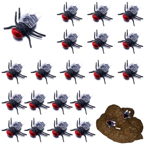 Realistische Insekten,Realistische Kleine Fliegen Für Scherz,20PC Realistische Käfer aus Kunststoff,Insekten Plastik Spielzeug,Realistisches Insektenspielzeug,Aprilscherz,Halloween Teasing Requisiten von KARELLS