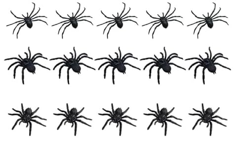 Realistische Plastik Spinne,15 PCS Halloween Spinne,Spinnen Deko,Halloween Deko,Spinnen Tischdekoration,Spinnen aus Kunststoff,Lebensechte Gummispinne,Halloween Deko,Für Halloween Gruselig Deko von KARELLS