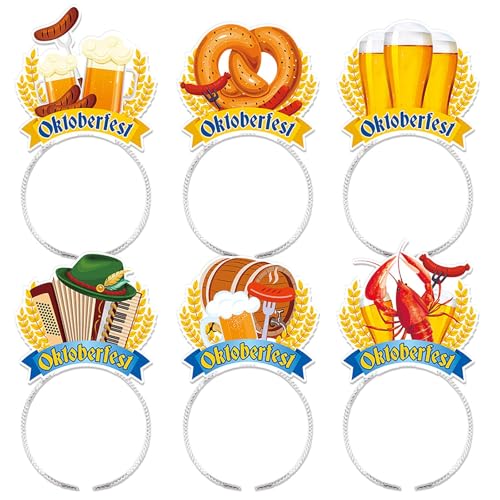 KAREN66 6 Stück Bier Haarreif lustige Bierkrug für Oktoberfest Haarband Bierfest Kopfschmuck Damen Herren Kinder Party Haarschmuck Mottoparty Karneval Volksfest Zubehör von KAREN66