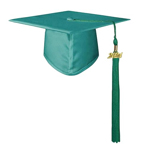 KAREN66 Bachelor Hut Unisex Erwachsene Doktorhut Studentenhut Abschluss Hut mit 2024 Anhänger Quaste Graduation Cap Absolventenhut Abschlussfeiern Hut Party Karneval (Grün) von KAREN66