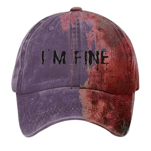 KAREN66 Blutige Kappe Im Fine Baseball Cap Halloween Unisex Vintage Kappe Herren Damen Verstellbar Bloody Basecap Lustiger Hut Zombie Kostüm (B) von KAREN66