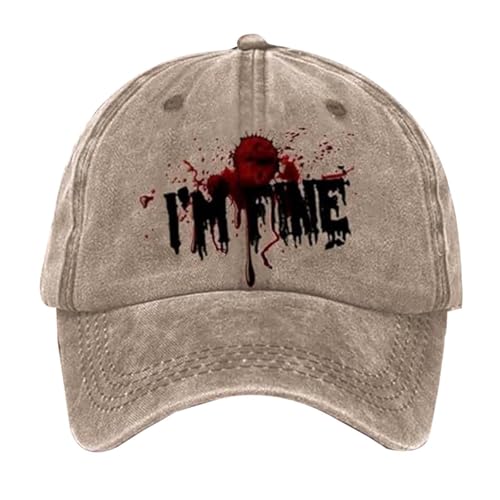 KAREN66 Blutige Kappe Im Fine Baseball Cap Halloween Unisex Vintage Kappe Herren Damen Verstellbar Bloody Basecap Lustiger Hut Zombie Kostüm (C) von KAREN66