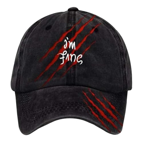 KAREN66 Blutige Kappe Im Fine Baseball Cap Halloween Unisex Vintage Kappe Herren Damen Verstellbar Bloody Basecap Lustiger Hut Zombie Kostüm (F) von KAREN66