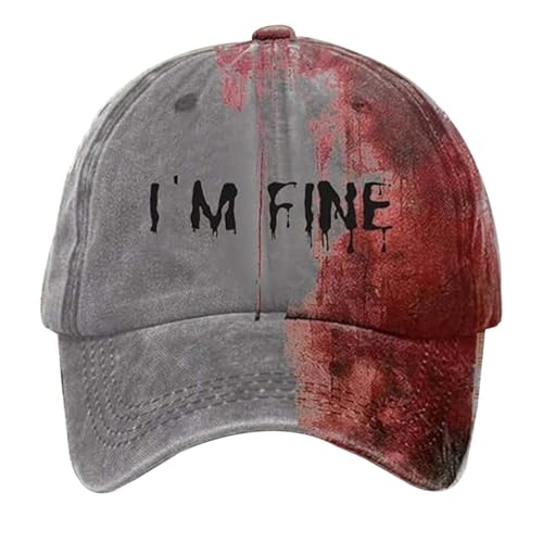 KAREN66 Blutige Kappe Im Fine Baseball Cap Halloween Unisex Vintage Kappe Herren Damen Verstellbar Bloody Basecap Lustiger Hut Zombie Kostüm (H) von KAREN66