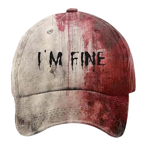 KAREN66 Blutige Kappe Im Fine Baseball Cap Halloween Unisex Vintage Kappe Herren Damen Verstellbar Bloody Basecap Lustiger Hut Zombie Kostüm (I) von KAREN66