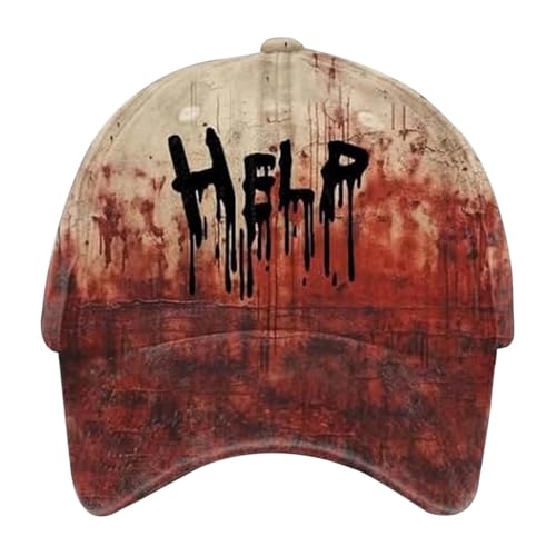 KAREN66 Blutige Kappe Im Fine Baseball Cap Halloween Unisex Vintage Kappe Herren Damen Verstellbar Bloody Basecap Lustiger Hut Zombie Kostüm (J) von KAREN66