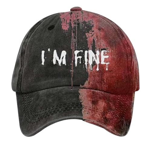 KAREN66 Blutige Kappe Im Fine Baseball Cap Halloween Unisex Vintage Kappe Herren Damen Verstellbar Bloody Basecap Lustiger Hut Zombie Kostüm (K) von KAREN66