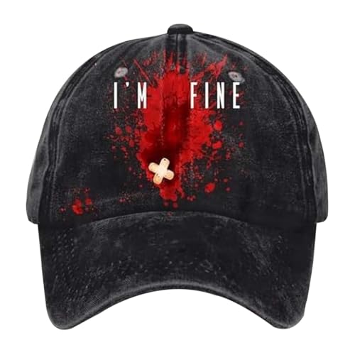 KAREN66 Blutige Kappe Im Fine Baseball Cap Halloween Unisex Vintage Kappe Herren Damen Verstellbar Bloody Basecap Lustiger Hut Zombie Kostüm (L) von KAREN66