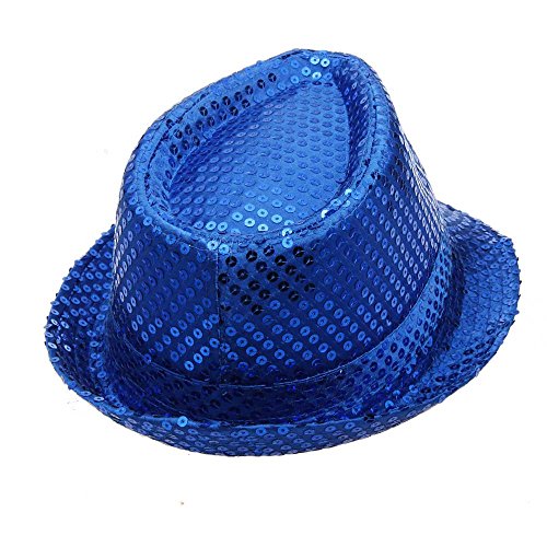 Pailletten Hut Damen Herren Glitzer Kappe Party Hut Glitzerhut Fasching Trilbyhut Paillettenhut Glanzhut Glitzerhut Partyhut Verkleidung Fasching Karneval Einheitsgröße, Unisex – Erwachsene (Blau) von KAREN66