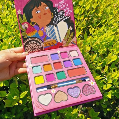 KARLOR Kinder Schminke Mädchen Make-up, 17 Farben mit Pinsel, Mädchen Lidschaten Kinder Makeup Palette Kinder Schminkpalette matt Glitzer Prinzessin Makeup Set für Mädchen ab 4 Jahre von KARLOR