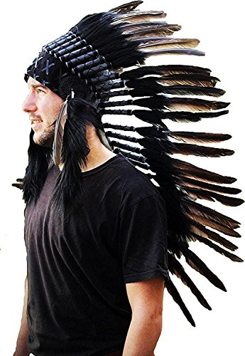 KARMABCN Native American Inspired Medium Feather Headdress (36 inch Long)/war Bonnet von KARMABCN