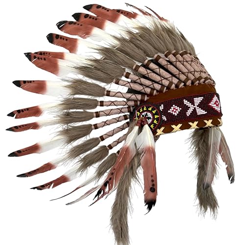 KARMABCN X05 - Drei Farben braun Chief Feather Kopfschmuck/Native American Style Warbonnet von KARMABCN