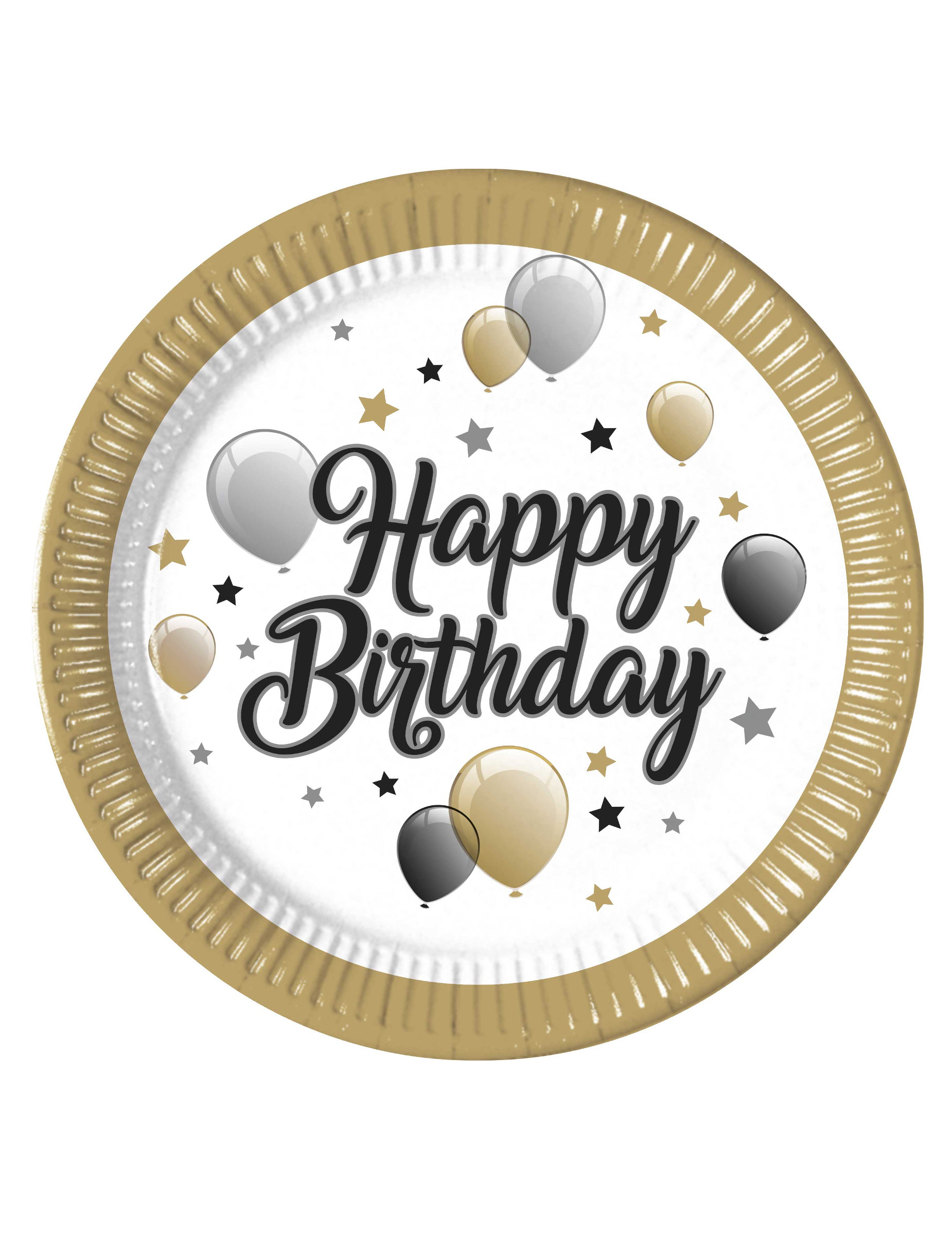 8 Pappteller Happy Birthday weiß und gold 23 cm 8 Pappteller Happy Birthday weiß und gold 23 cm von KARNEVAL-MEGASTORE