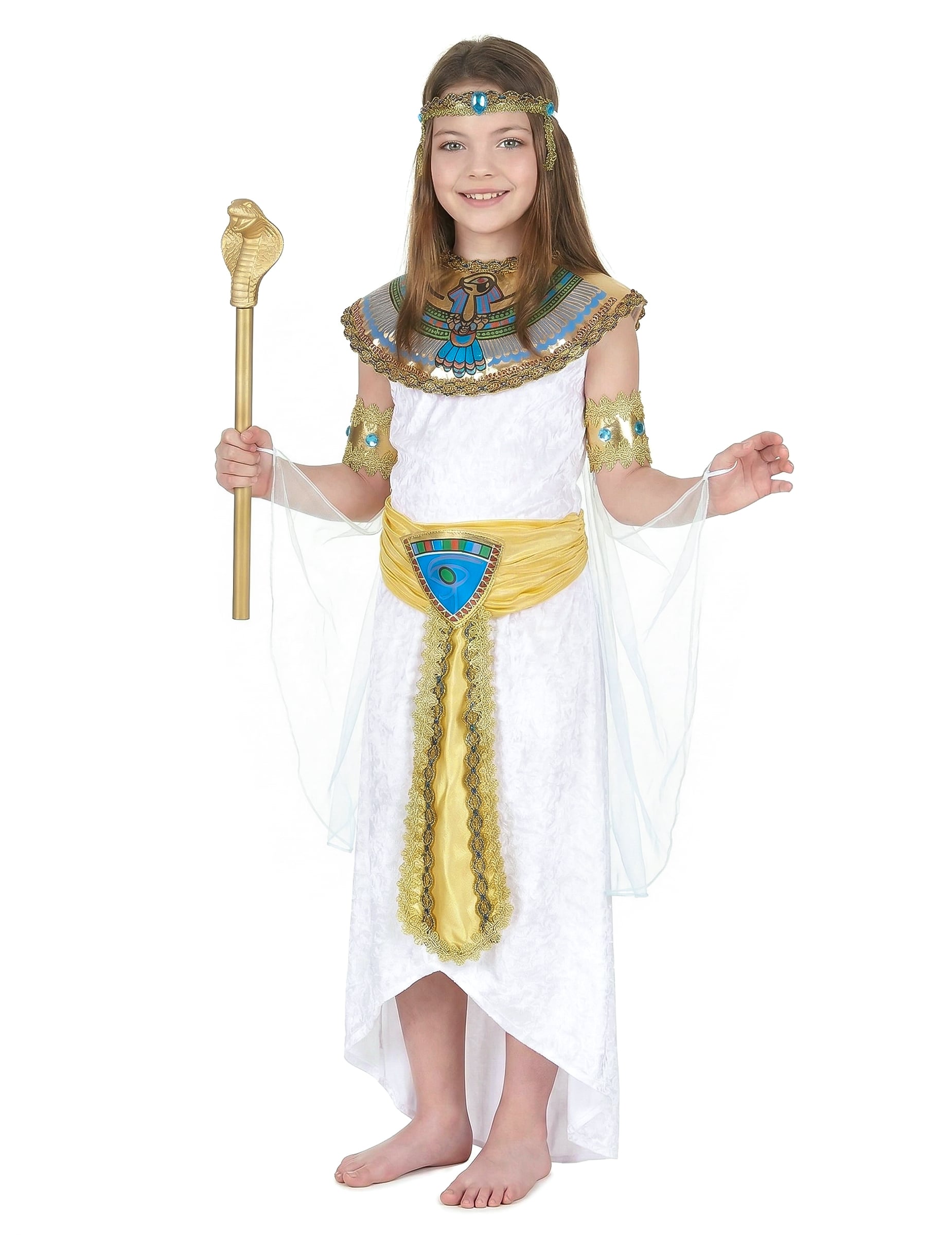 Ägypterin Kinderkostüm Pharaonin weiss-gold-bunt Ägypterin Kinderkostüm Pharaonin weiss-gold-bunt von KARNEVAL-MEGASTORE