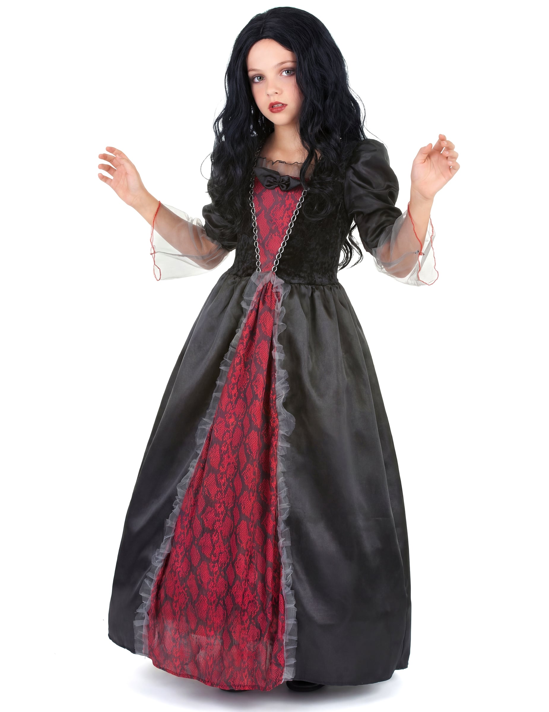 Barock-Vampirin Halloween-Kinderkostüm rot-schwarz Barock-Vampirin Halloween-Kinderkostüm rot-schwarz von KARNEVAL-MEGASTORE