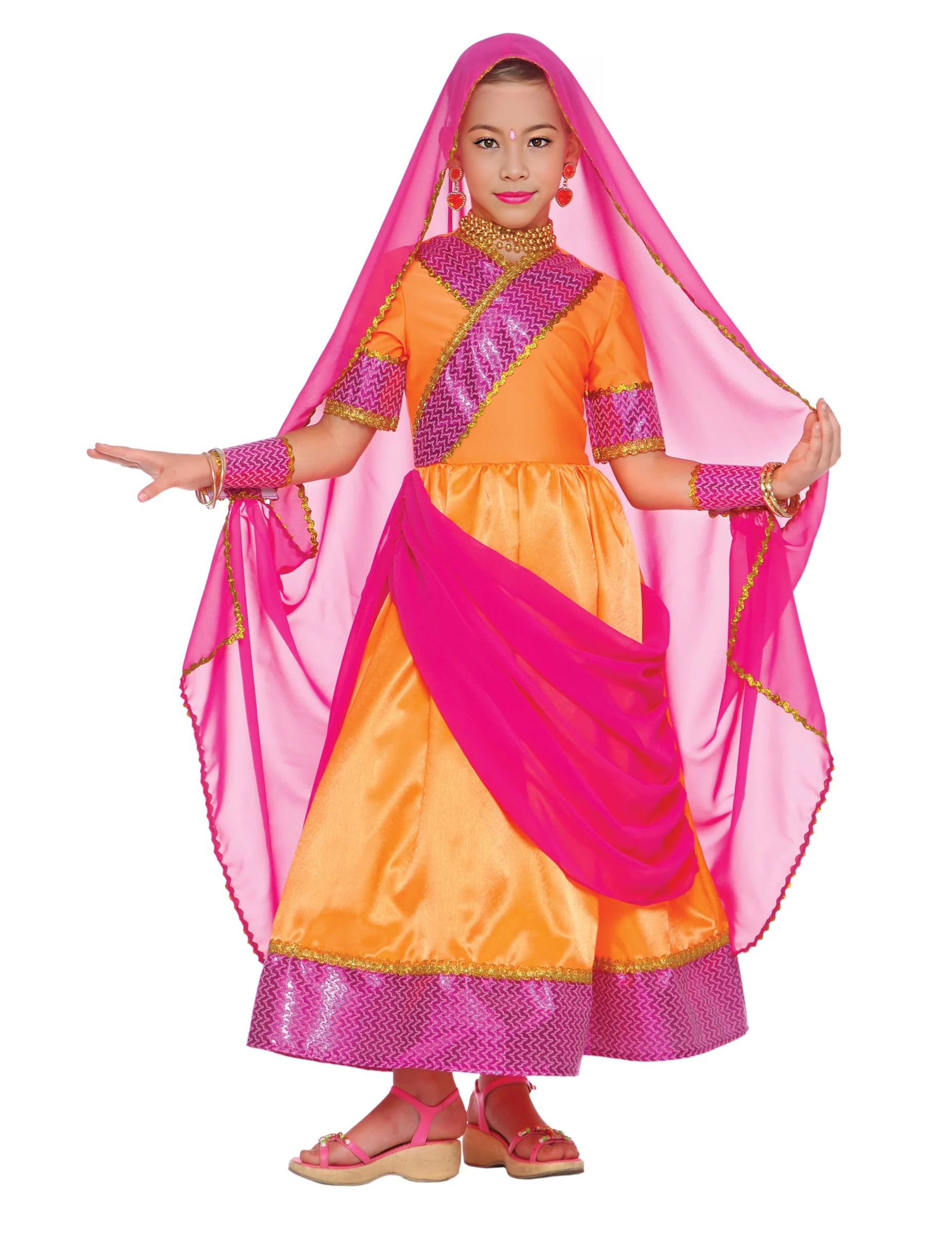 Bollywood Prinzessin Kinderkostüm orange-pink Bollywood Prinzessin Kinderkostüm orange-pink von KARNEVAL-MEGASTORE