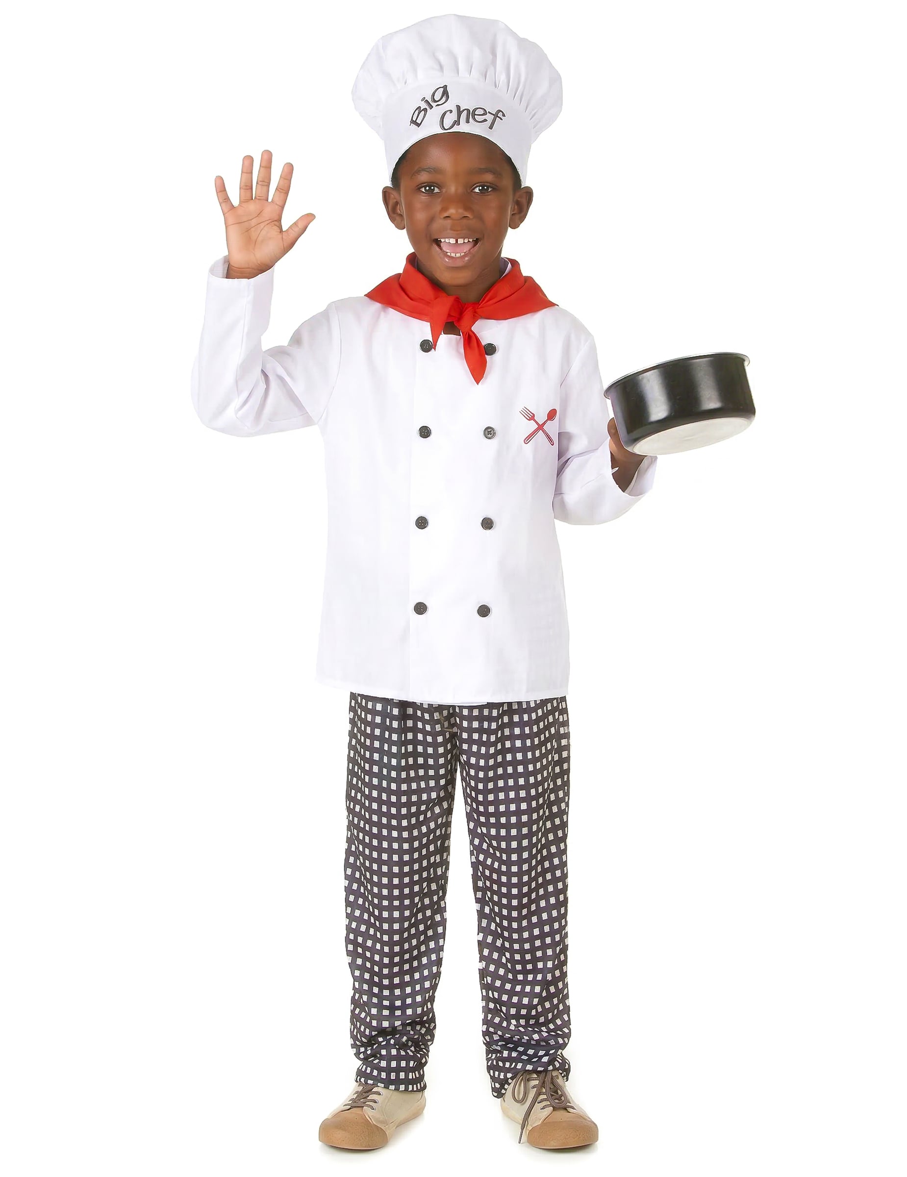 Chefkoch-Kinderkostüm Küchenchef weiss-rot-schwarz Chefkoch-Kinderkostüm Küchenchef weiss-rot-schwarz von KARNEVAL-MEGASTORE