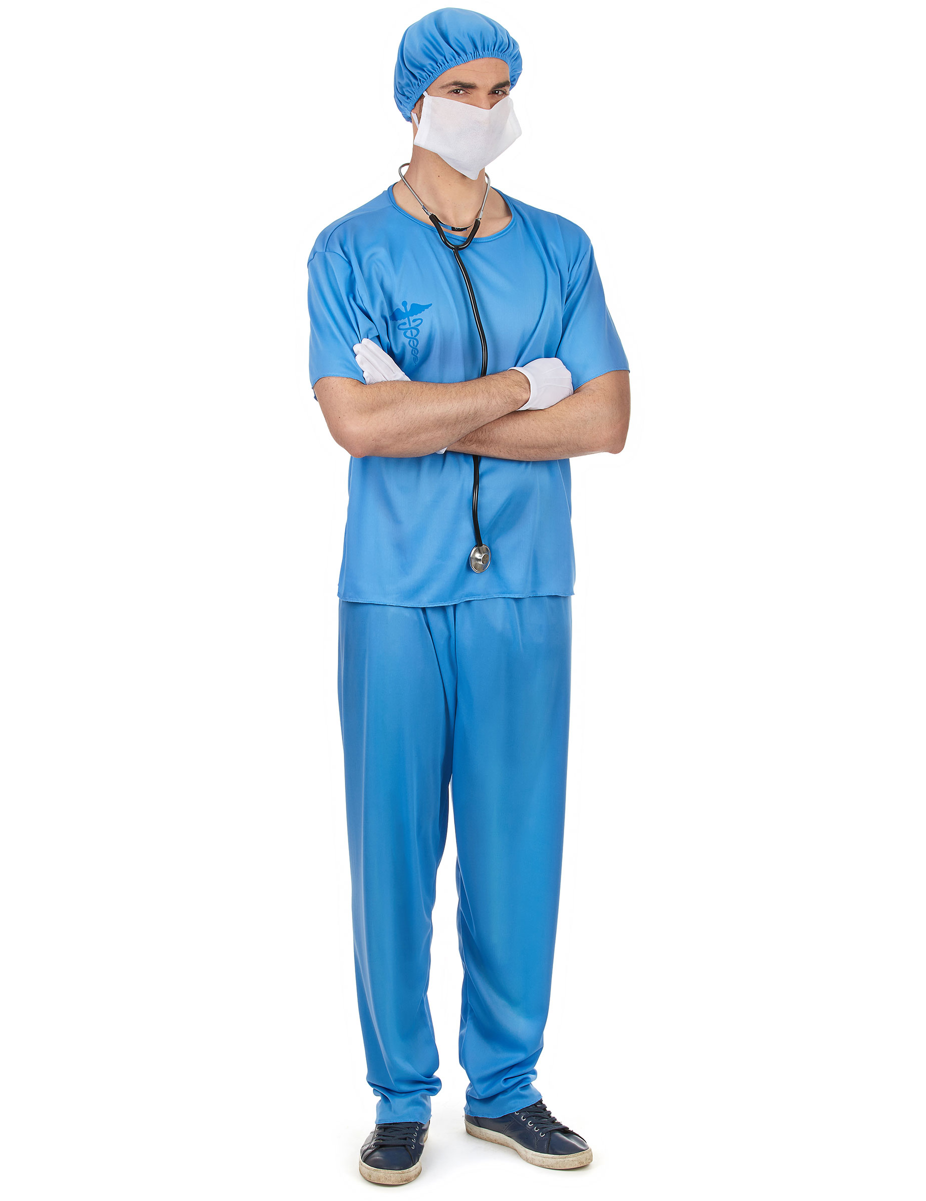 Chirurg Herrenkostüm blau-weiss von KARNEVAL-MEGASTORE