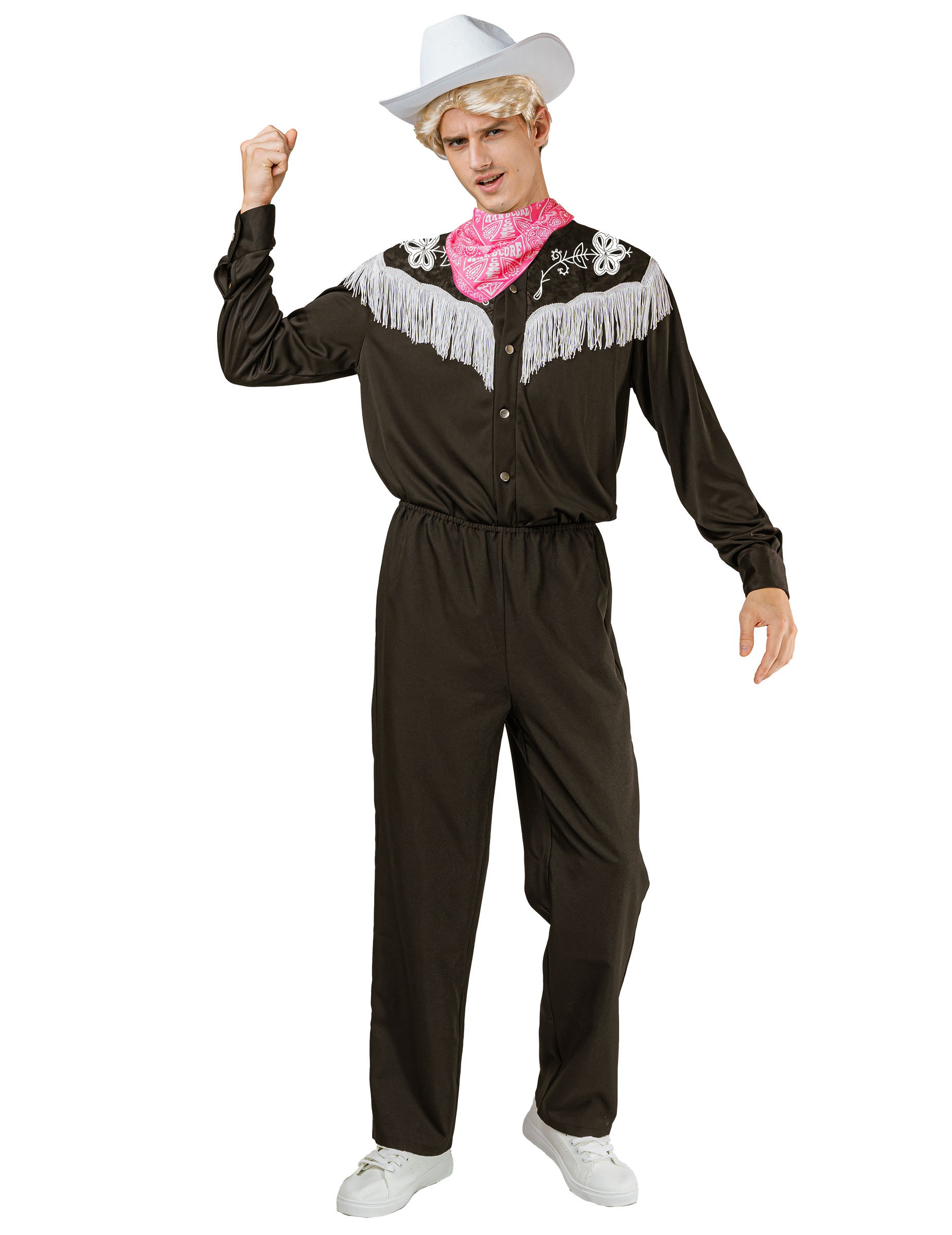 Cowboy Kostüm für Herren Schwarz mit weißem Hut Cowboy Kostüm für Herren Schwarz mit weißem Hut von KARNEVAL-MEGASTORE