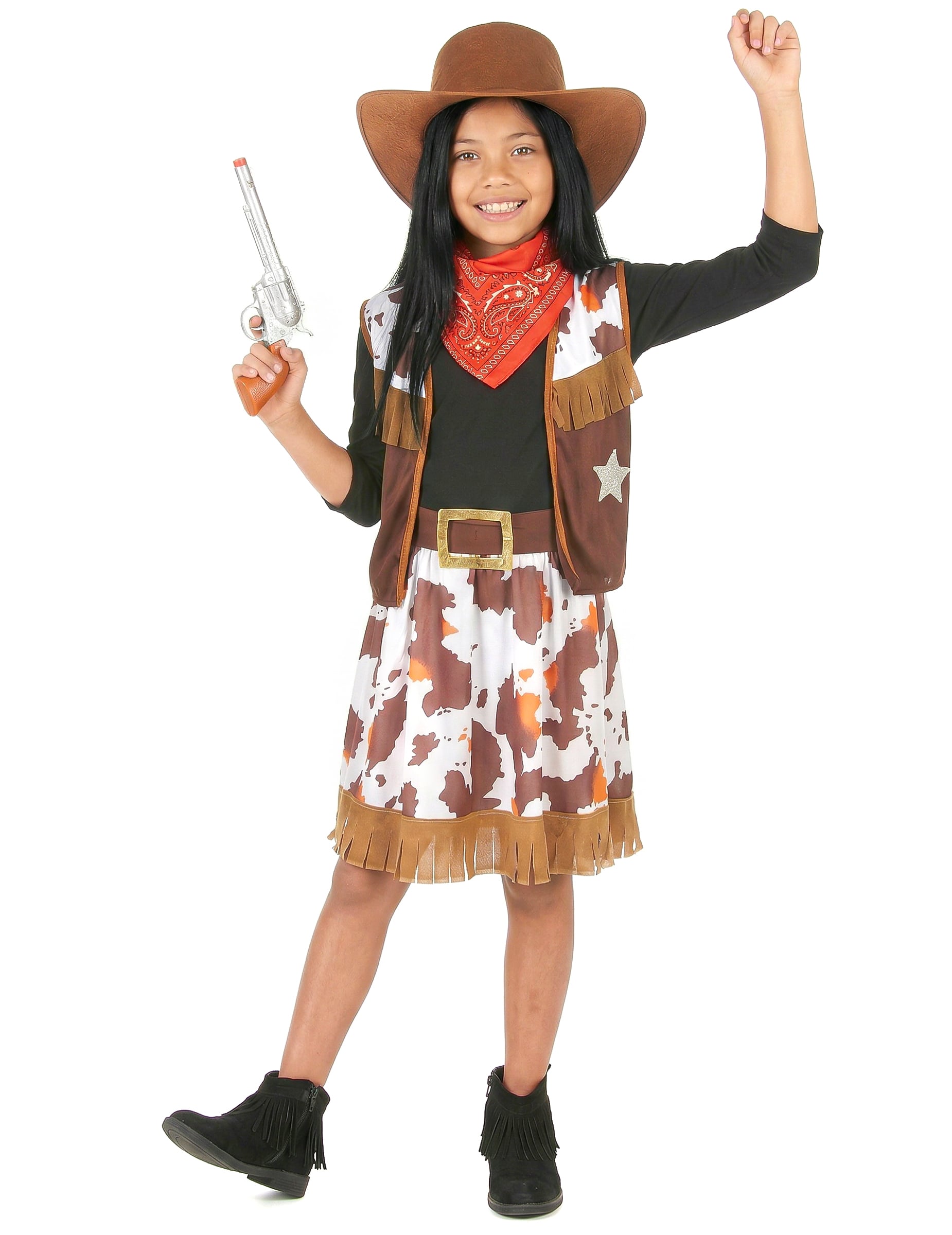 Cowgirl Kinder-Kostüm braun-rot-weiss Cowgirl Kinder-Kostüm braun-rot-weiss von KARNEVAL-MEGASTORE
