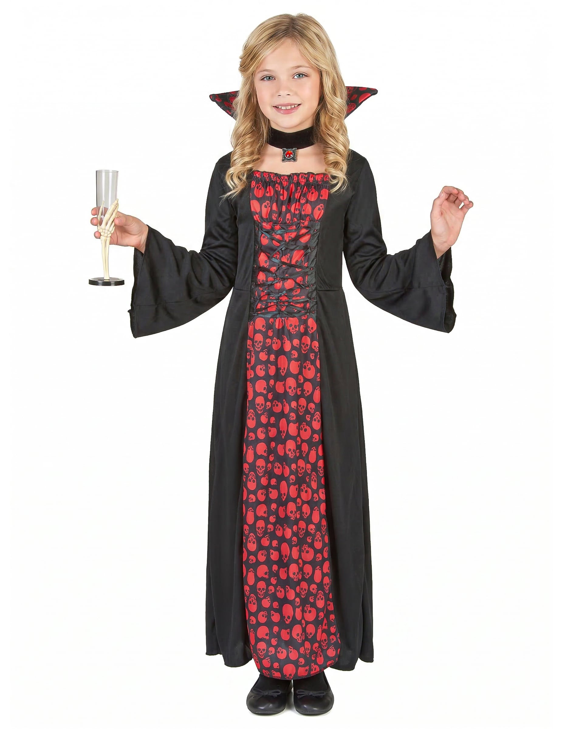 Elegante Vampirin Kinderkostüm rot-schwarz Elegante Vampirin Kinderkostüm rot-schwarz von KARNEVAL-MEGASTORE