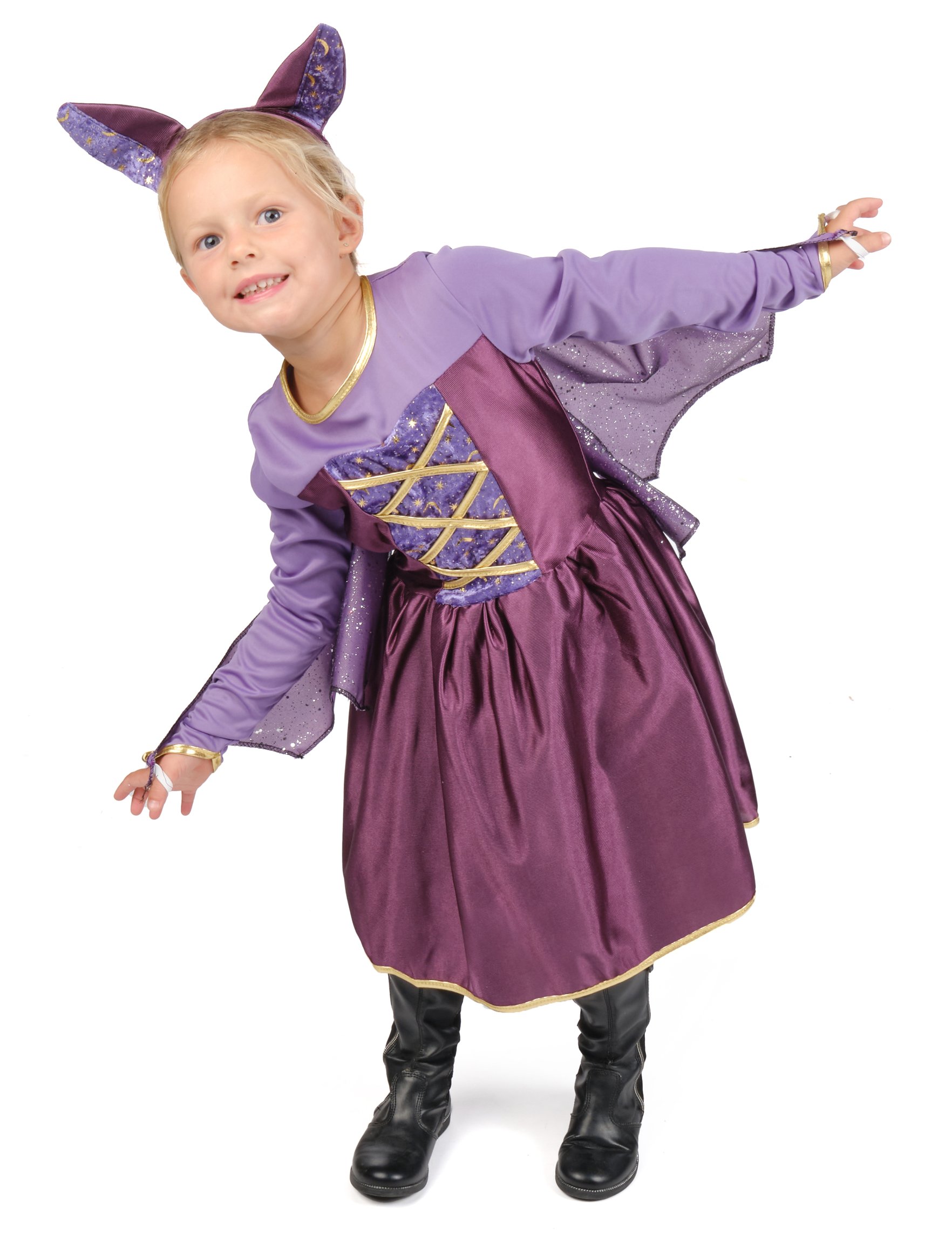 Fledermaus-Kostüm für Kinder 3-teilig lila-gold Fledermaus-Kostüm für Kinder 3-teilig lila-gold von KARNEVAL-MEGASTORE