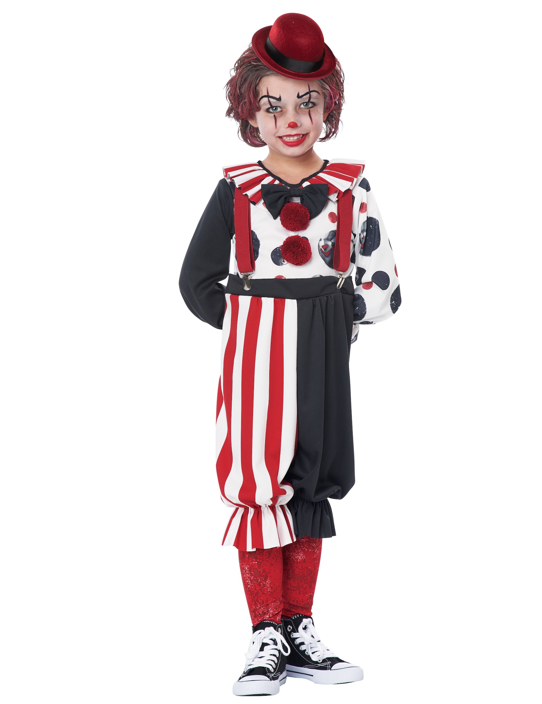 Frecher Clown Kinderkostüm schwarz-weiss-rot von KARNEVAL-MEGASTORE