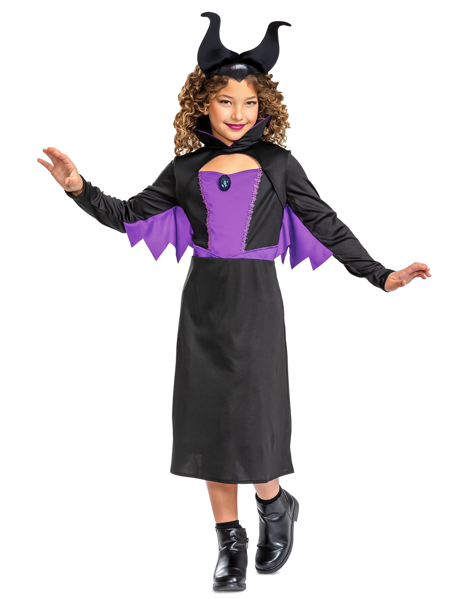 Furchteinflößendes Maleficent-Kinderkostüm schwarz-lila Furchteinflößendes Maleficent-Kinderkostüm schwarz-lila von KARNEVAL-MEGASTORE
