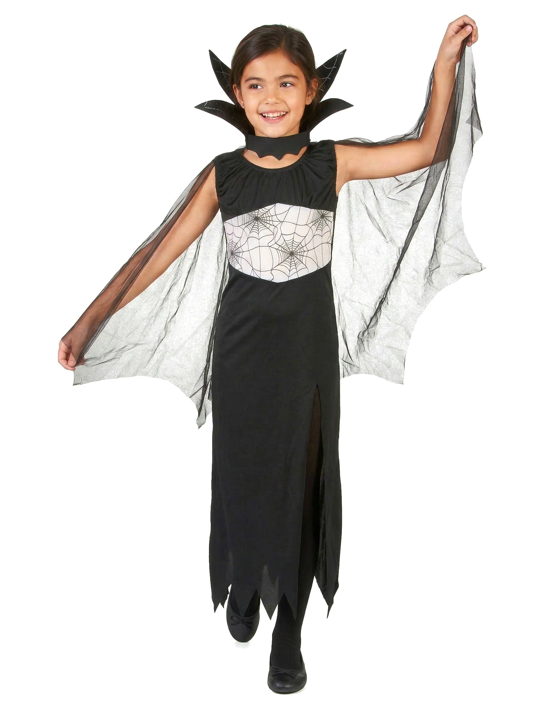 Halloween Spinnenhexe-Kinderkostüm Vampirin schwarz-weiss Halloween Spinnenhexe-Kinderkostüm Vampirin schwarz-weiss von KARNEVAL-MEGASTORE