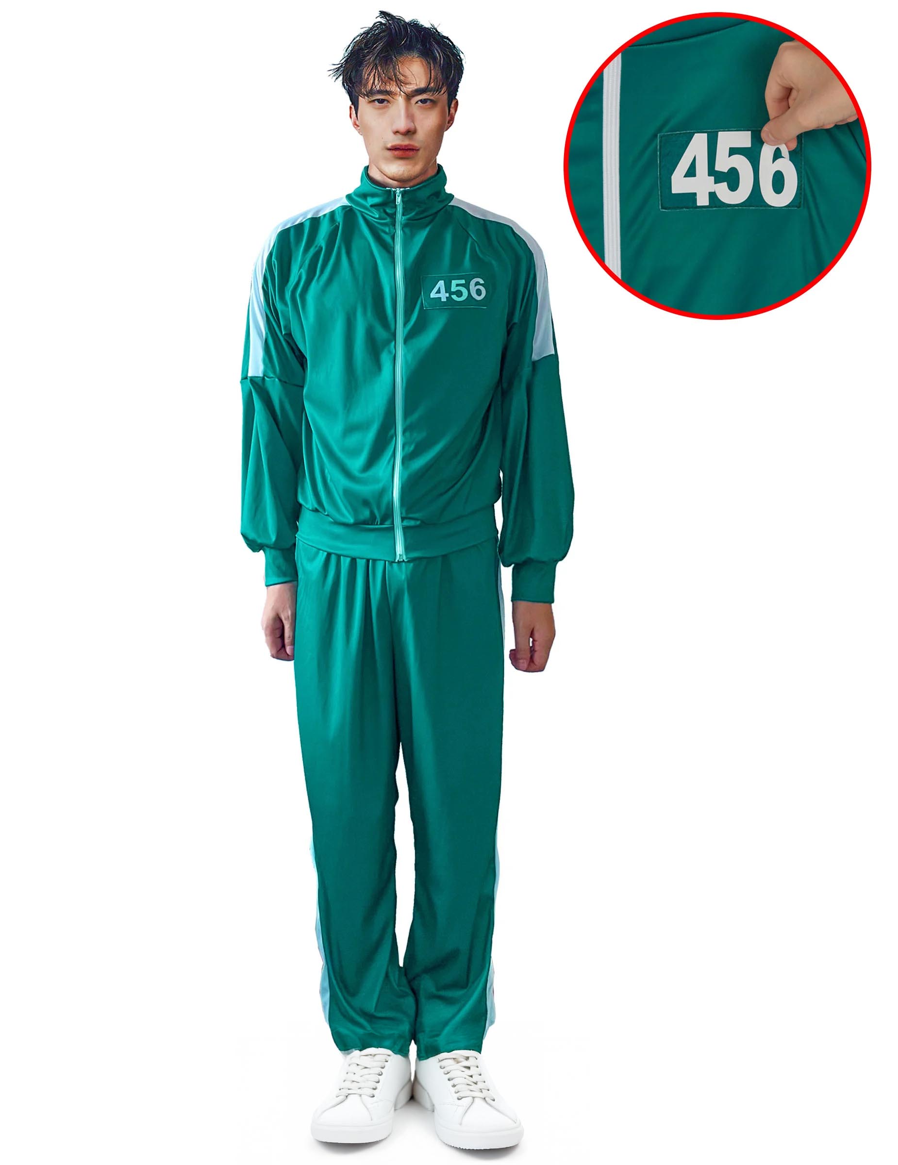 Horrorshow-Teilnehmer Halloween-Kostüm für Erwachsene mit individueller Nummer grün-weiß Horrorshow-Teilnehmer Halloween-Kostüm für Erwachsene mit individueller Nummer grün-weiß von KARNEVAL-MEGASTORE