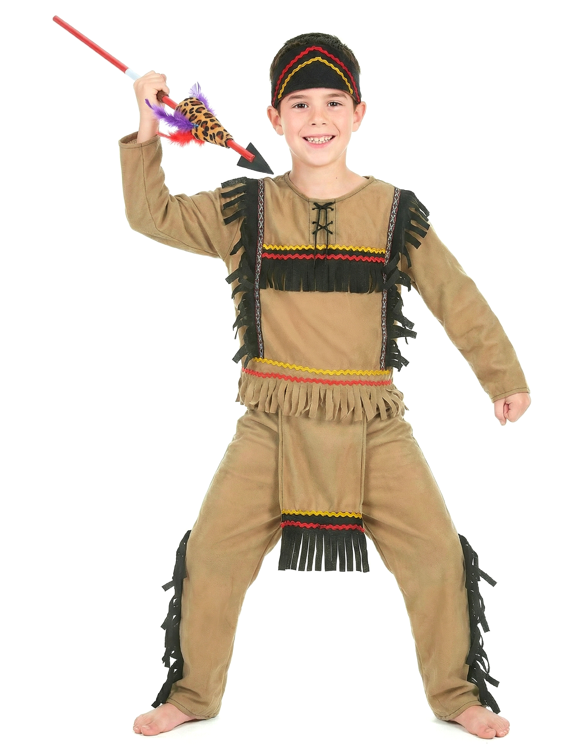 Indianer-Kinderkostüm Tapferer Indianerkrieger beige-schwarz Indianer-Kinderkostüm Tapferer Indianerkrieger beige-schwarz von KARNEVAL-MEGASTORE