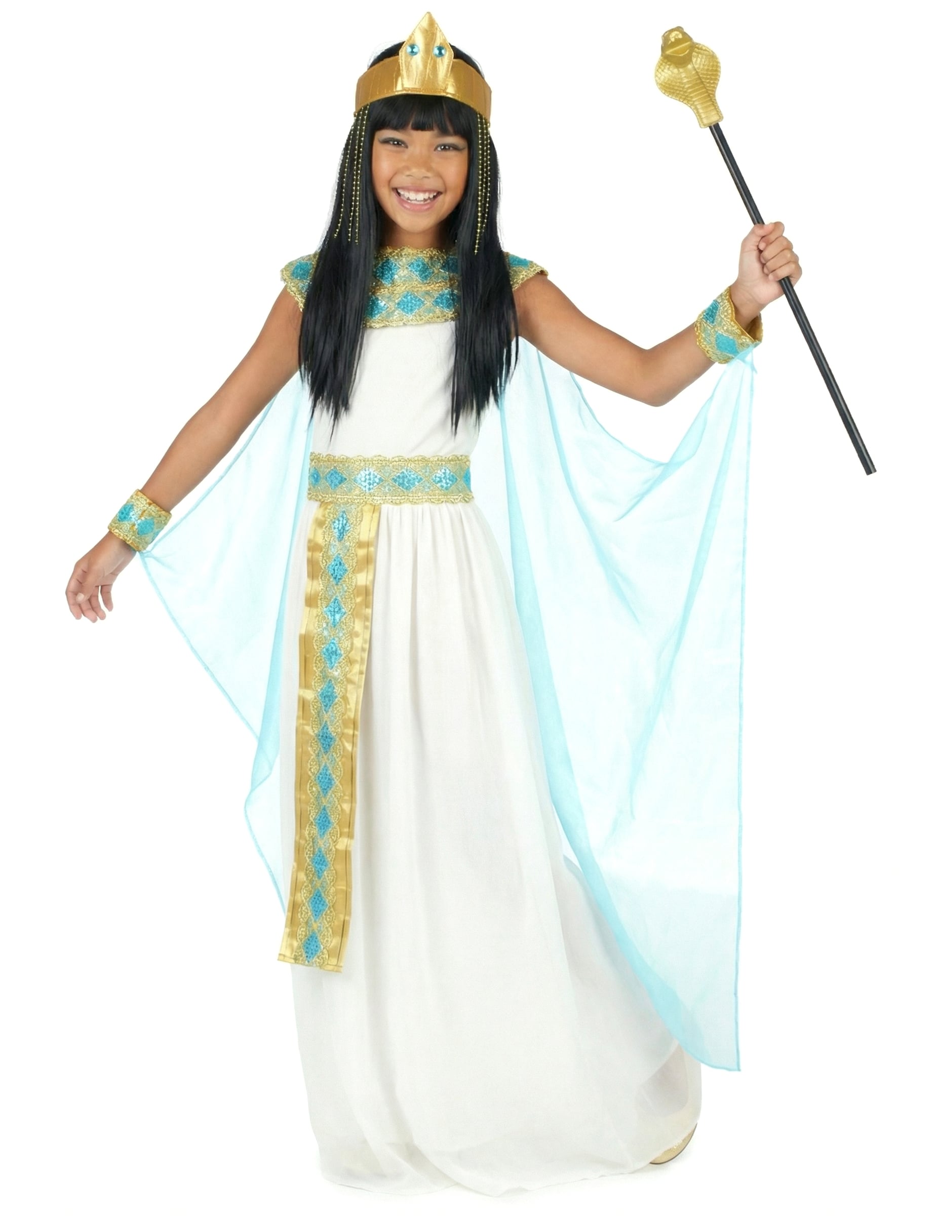 Kleopatra-Kinderkostüm Ägypterin Kostüm weiss-gold-blau Kleopatra-Kinderkostüm Ägypterin Kostüm weiss-gold-blau von KARNEVAL-MEGASTORE