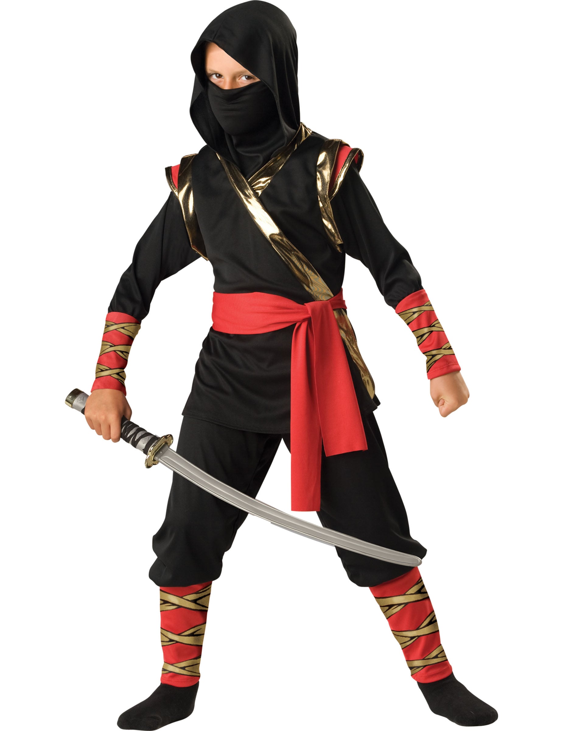 Kostüm Ninja Premium für Kinder schwarz-rot-gold Kostüm Ninja Premium für Kinder schwarz-rot-gold von KARNEVAL-MEGASTORE