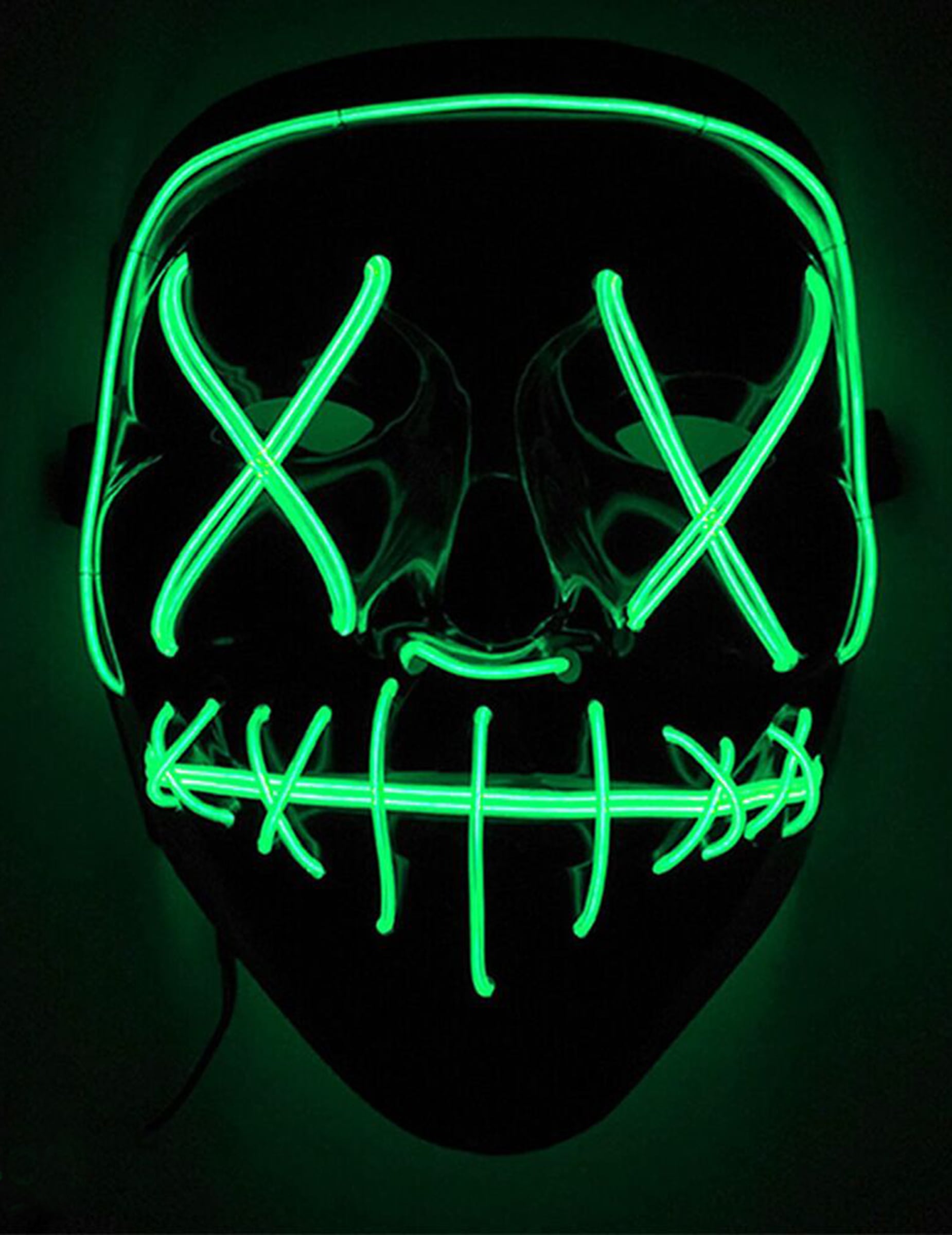 LED-Maske Mord-Nacht Halloween-Maske schwarz-grün LED-Maske Mord-Nacht Halloween-Maske schwarz-grün von KARNEVAL-MEGASTORE