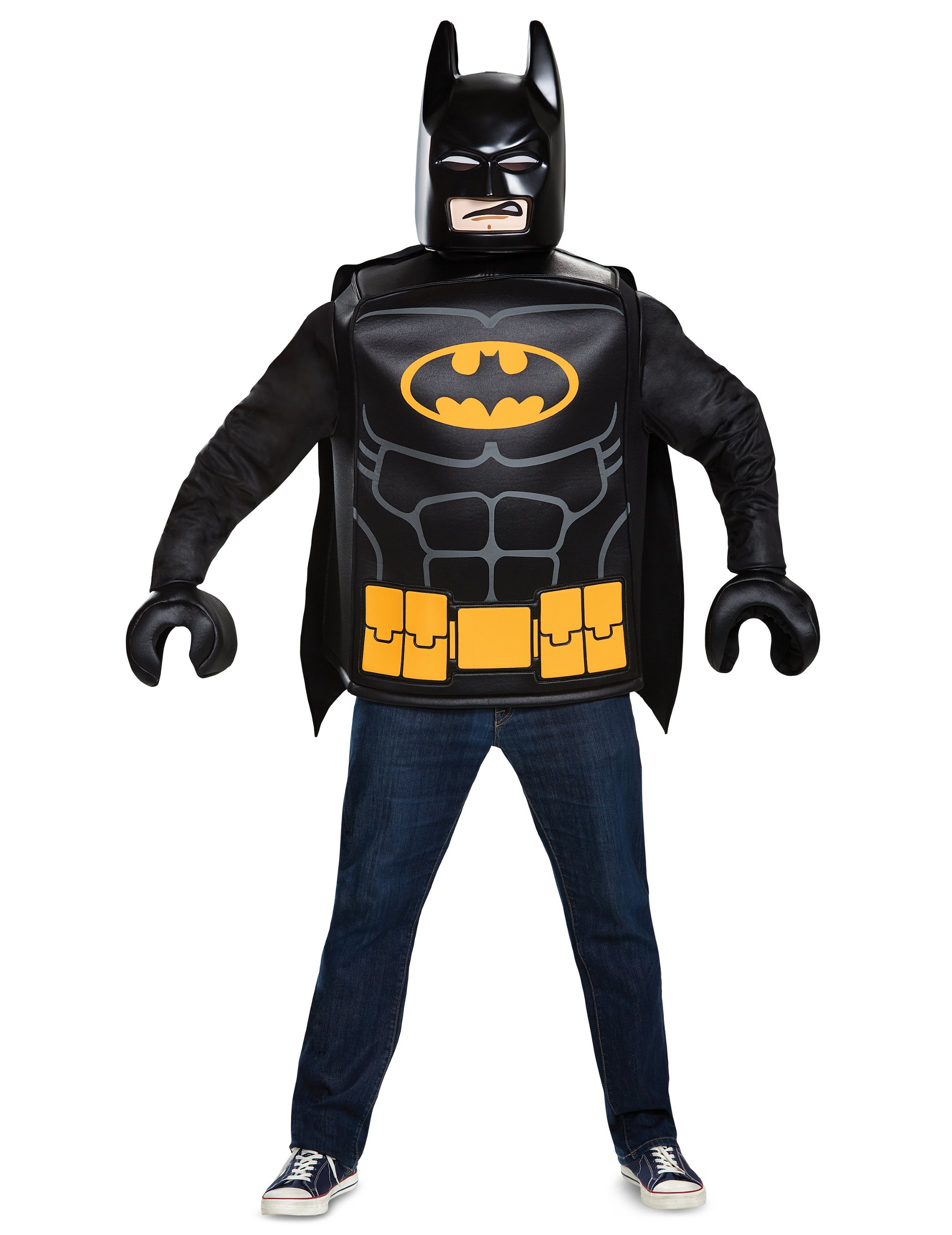 Lego-Batmankostüm für Erwachsene Lizenzkostüm schwarz-gelb von KARNEVAL-MEGASTORE