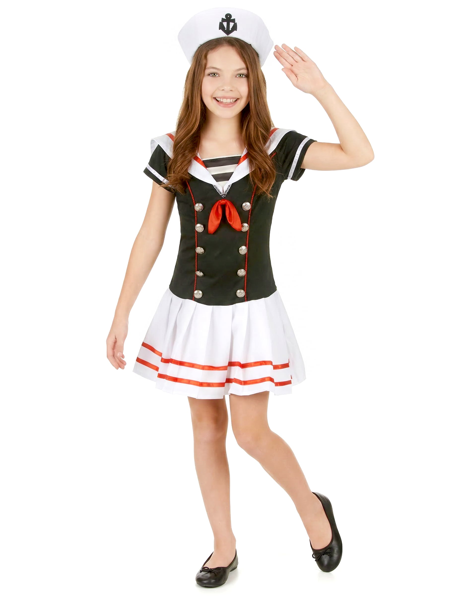 Matrosin Kinderkostüm schwarz-weiss-rot Matrosin Kinderkostüm schwarz-weiss-rot von KARNEVAL-MEGASTORE