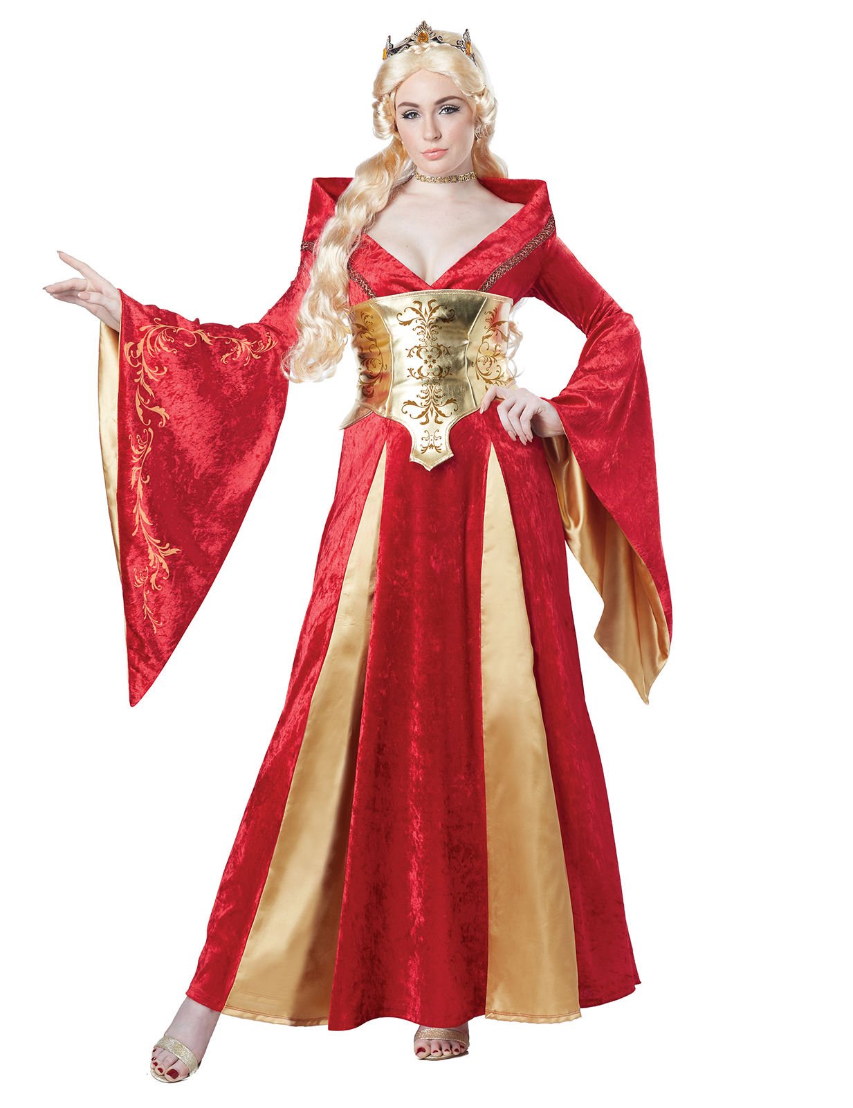 Mittelalter Königin Damenkostüm rot-gold von KARNEVAL-MEGASTORE