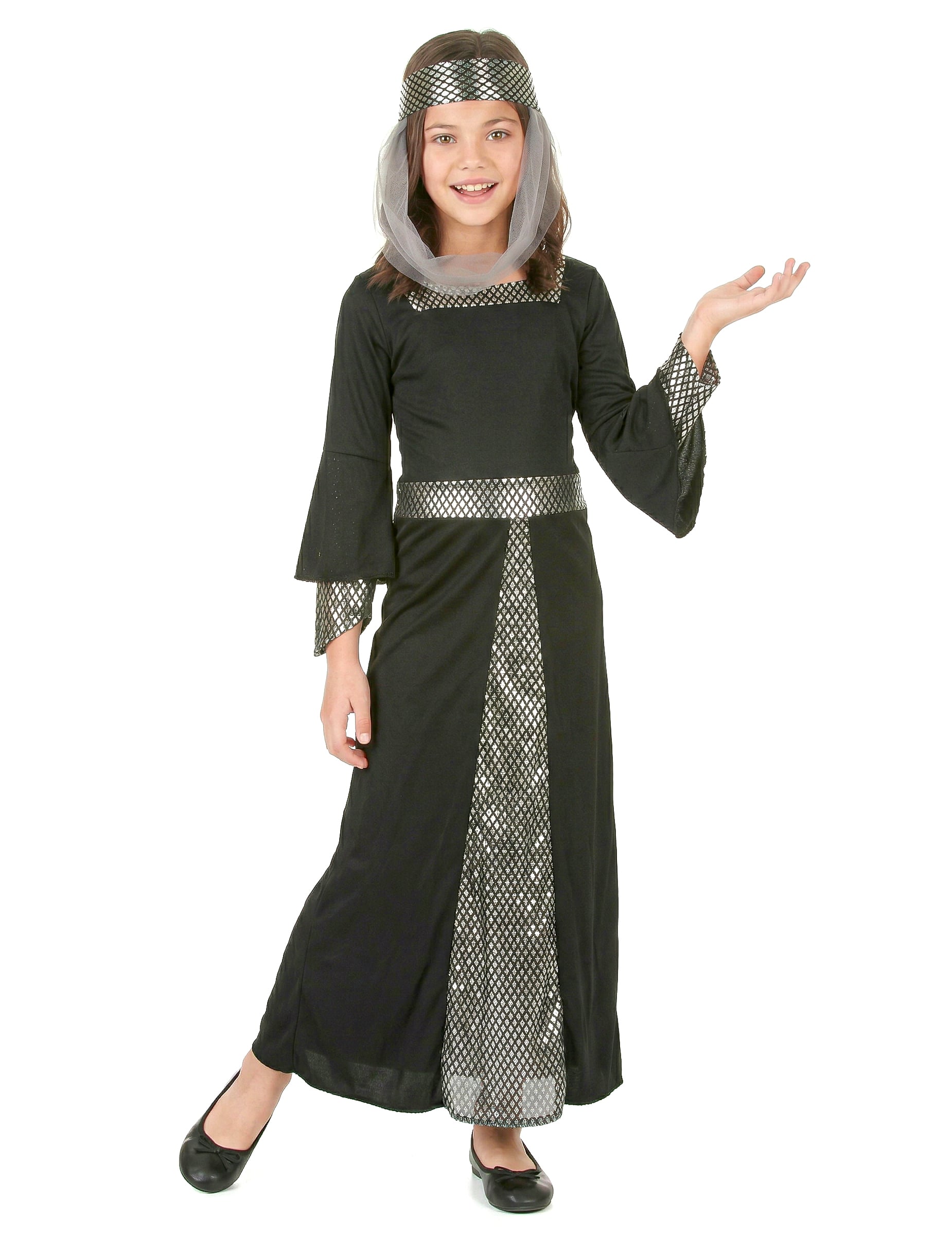 Mittelalterliche Prinzessin Kinderkostüm schwarz-silber Mittelalterliche Prinzessin Kinderkostüm schwarz-silber von KARNEVAL-MEGASTORE