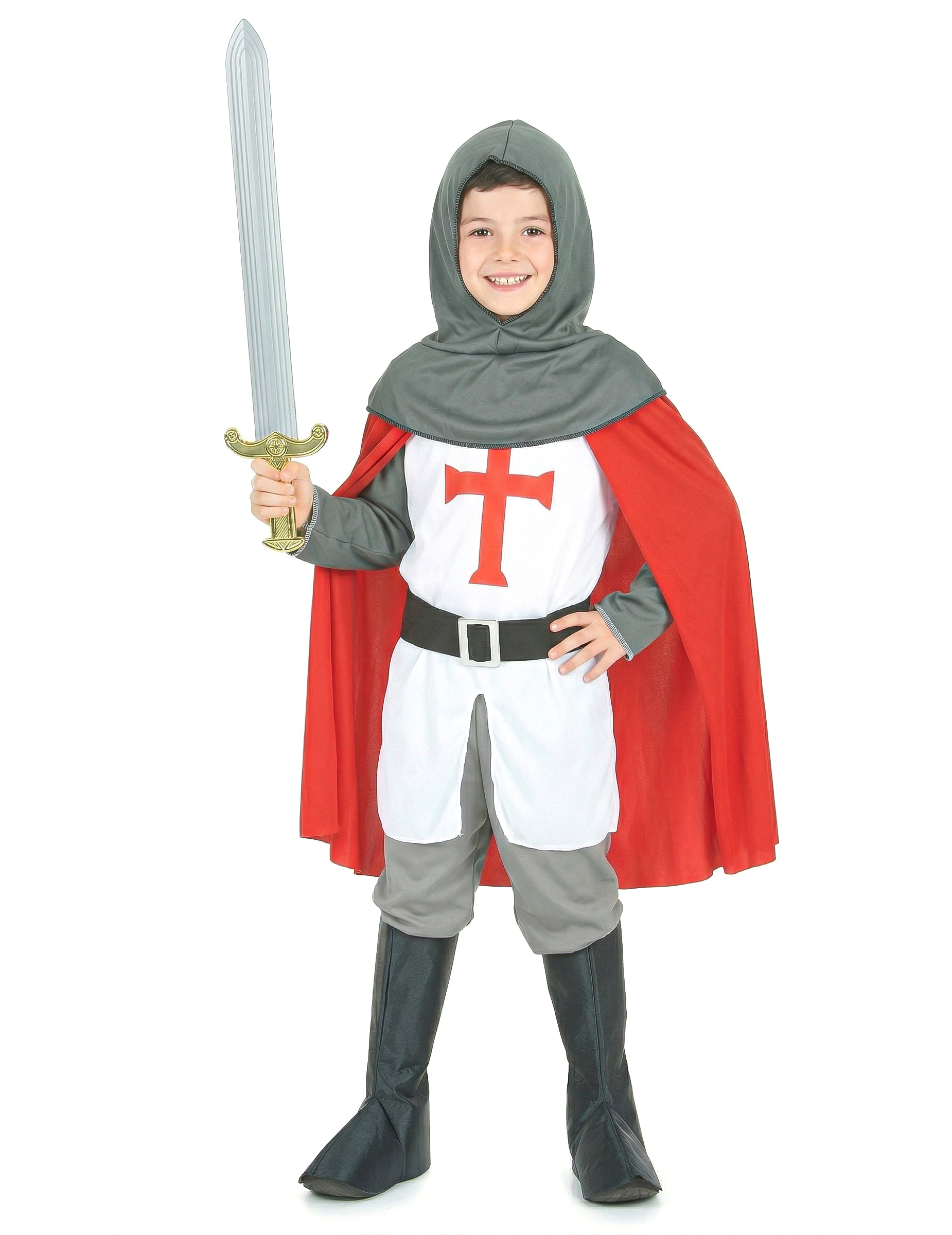 Mittelalterliches Kreuzritter Kinderkostüm weiss-rot-grau Mittelalterliches Kreuzritter Kinderkostüm weiss-rot-grau von KARNEVAL-MEGASTORE