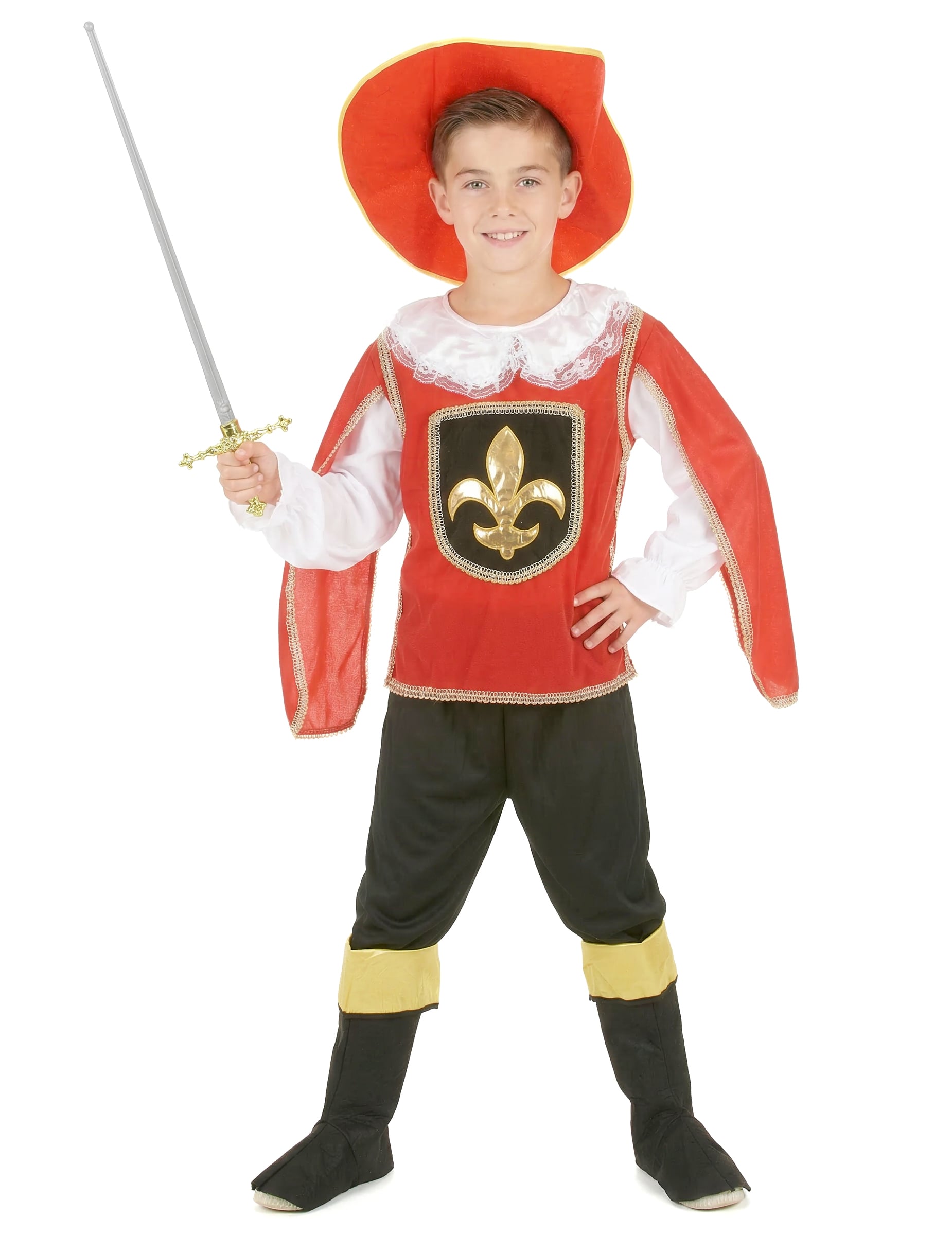 Musketier-Kinderkostüm weiss-rot-schwarz Musketier-Kinderkostüm weiss-rot-schwarz von KARNEVAL-MEGASTORE