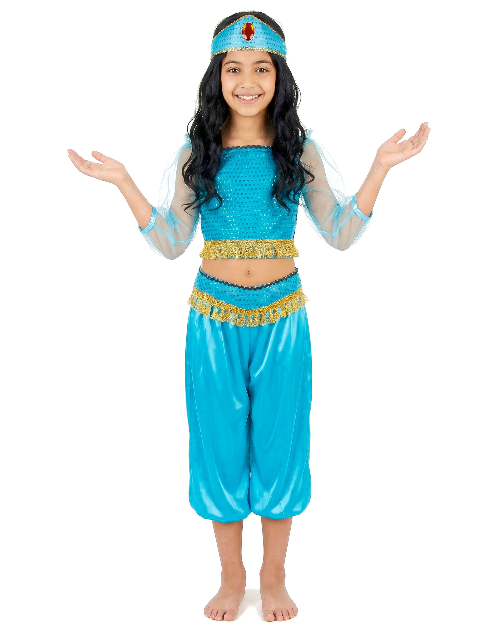 Orientalische Bauchtänzerin Kinder-Kostüm türkis-gold Orientalische Bauchtänzerin Kinder-Kostüm türkis-gold von KARNEVAL-MEGASTORE