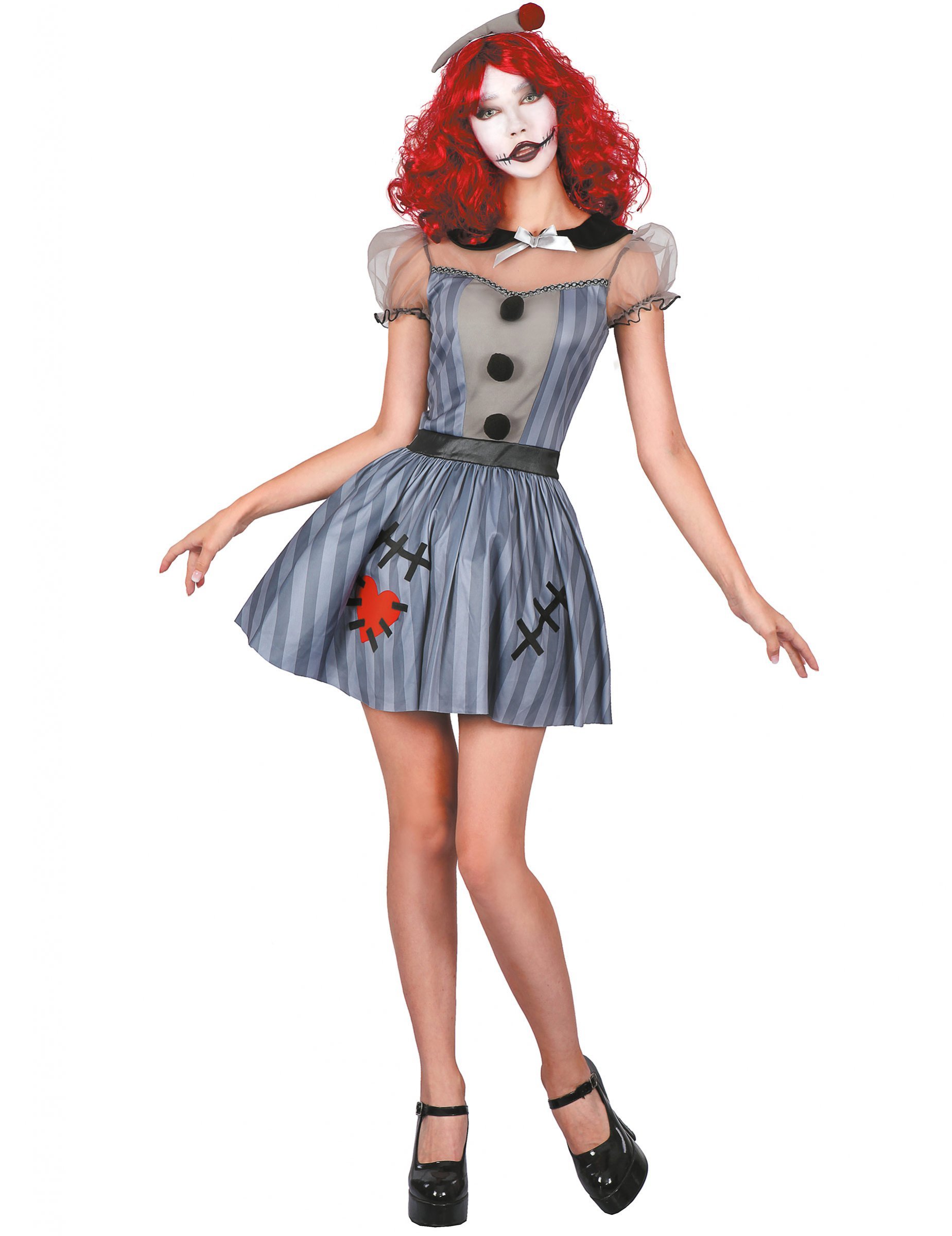Puppen-Damenkostüm grau-schwarz-rot Puppen-Damenkostüm grau-schwarz-rot von KARNEVAL-MEGASTORE