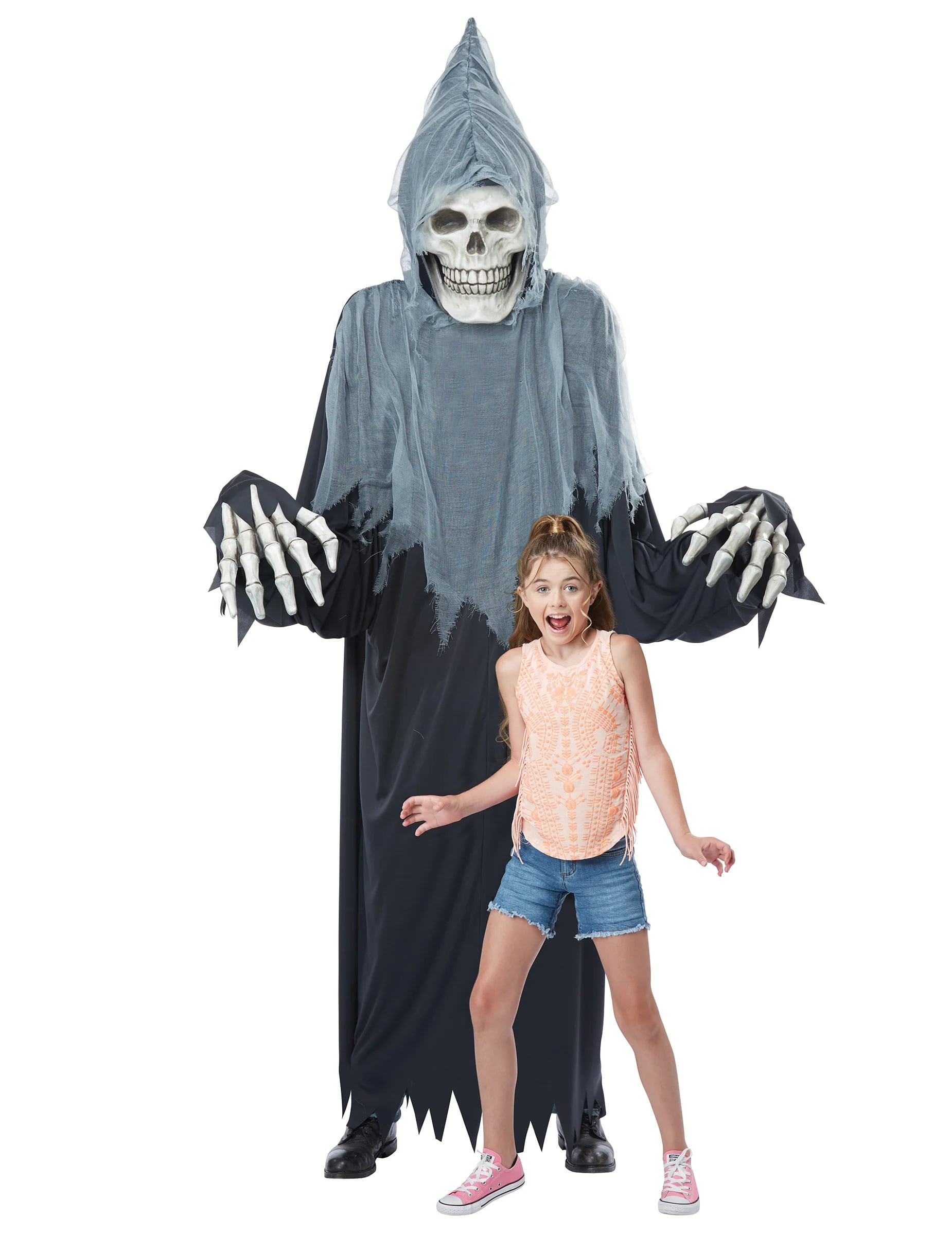 Schwarze Graue Sensenmann Deko für Erwachsene 2,40m Schwarze Graue Sensenmann Deko für Erwachsene 2,40m von KARNEVAL-MEGASTORE