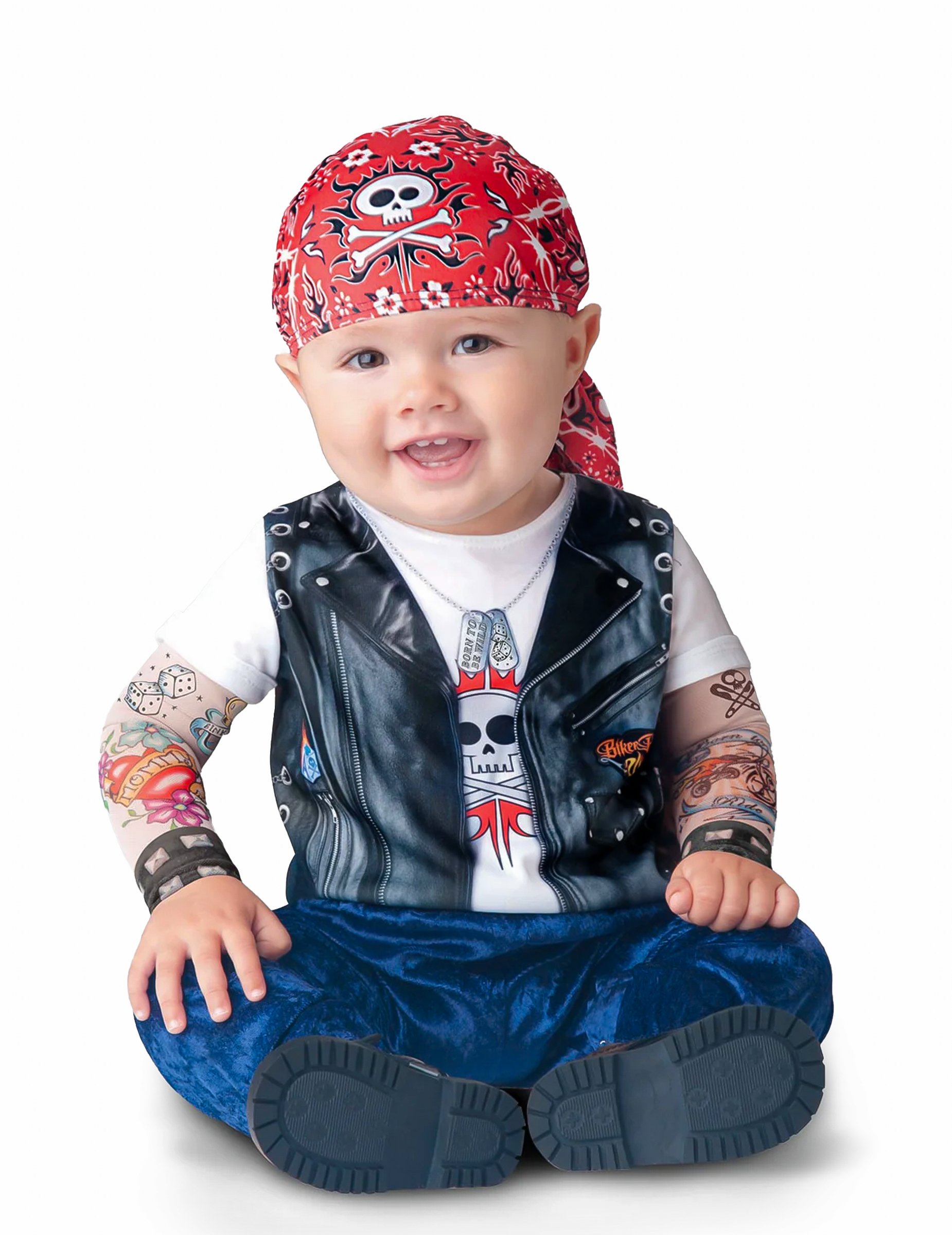 Rocker Biker Kostüm für Babys bunt Rocker Biker Kostüm für Babys bunt von KARNEVAL-MEGASTORE