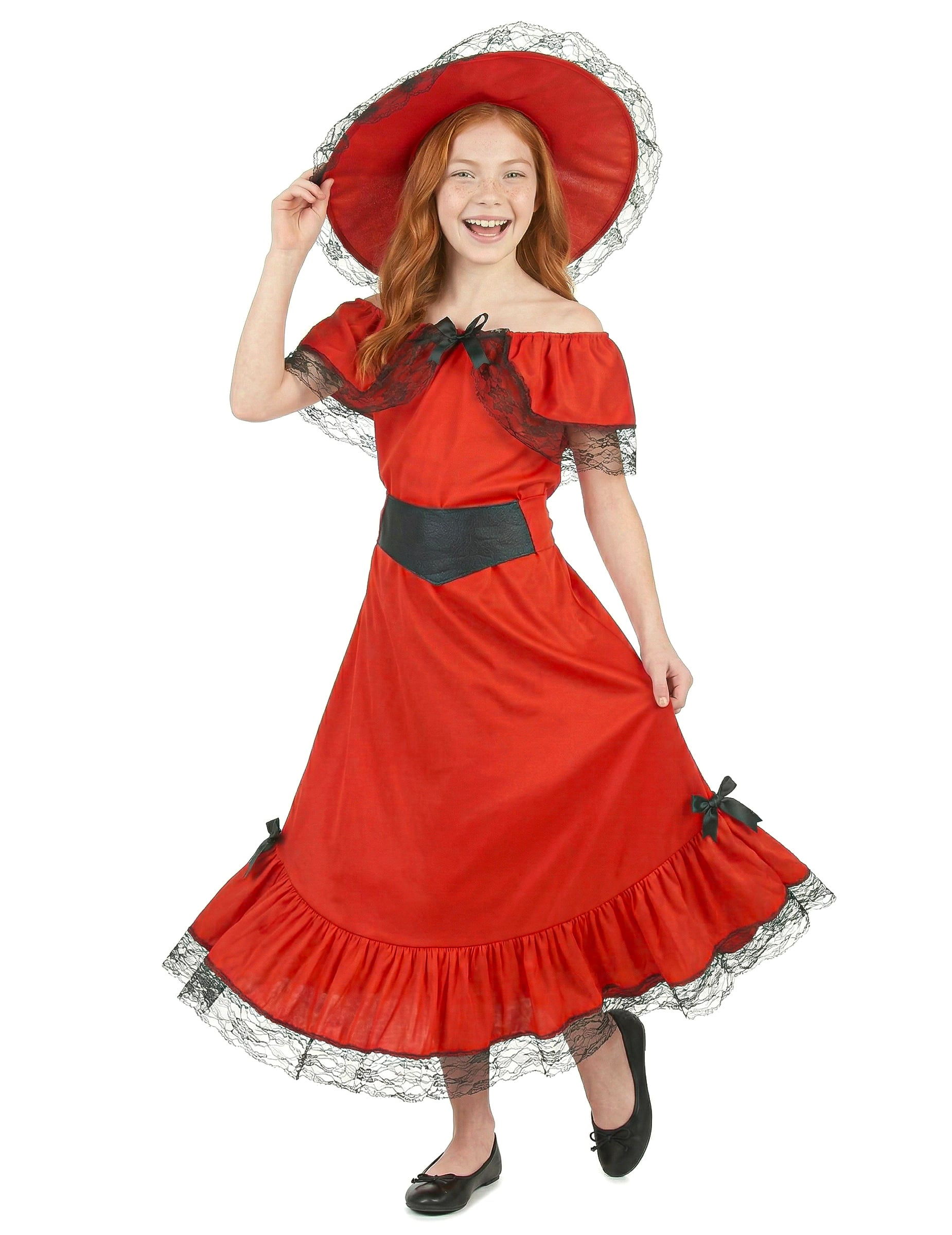 Scarlett-Kinderkostüm Wilder Westen Südstaaten-Lady rot-schwarz Scarlett-Kinderkostüm Wilder Westen Südstaaten-Lady rot-schwarz von KARNEVAL-MEGASTORE