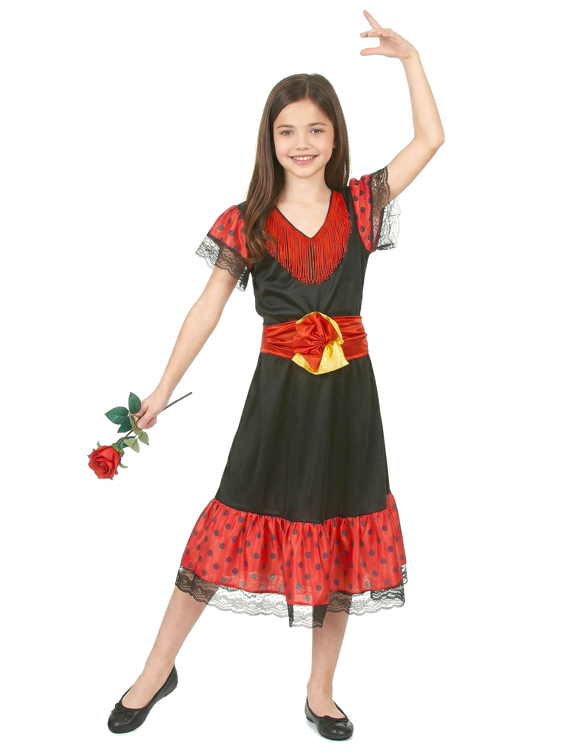 Spanierin Kinderkostüm Tänzerin schwarz-rot Spanierin Kinderkostüm Tänzerin schwarz-rot von KARNEVAL-MEGASTORE