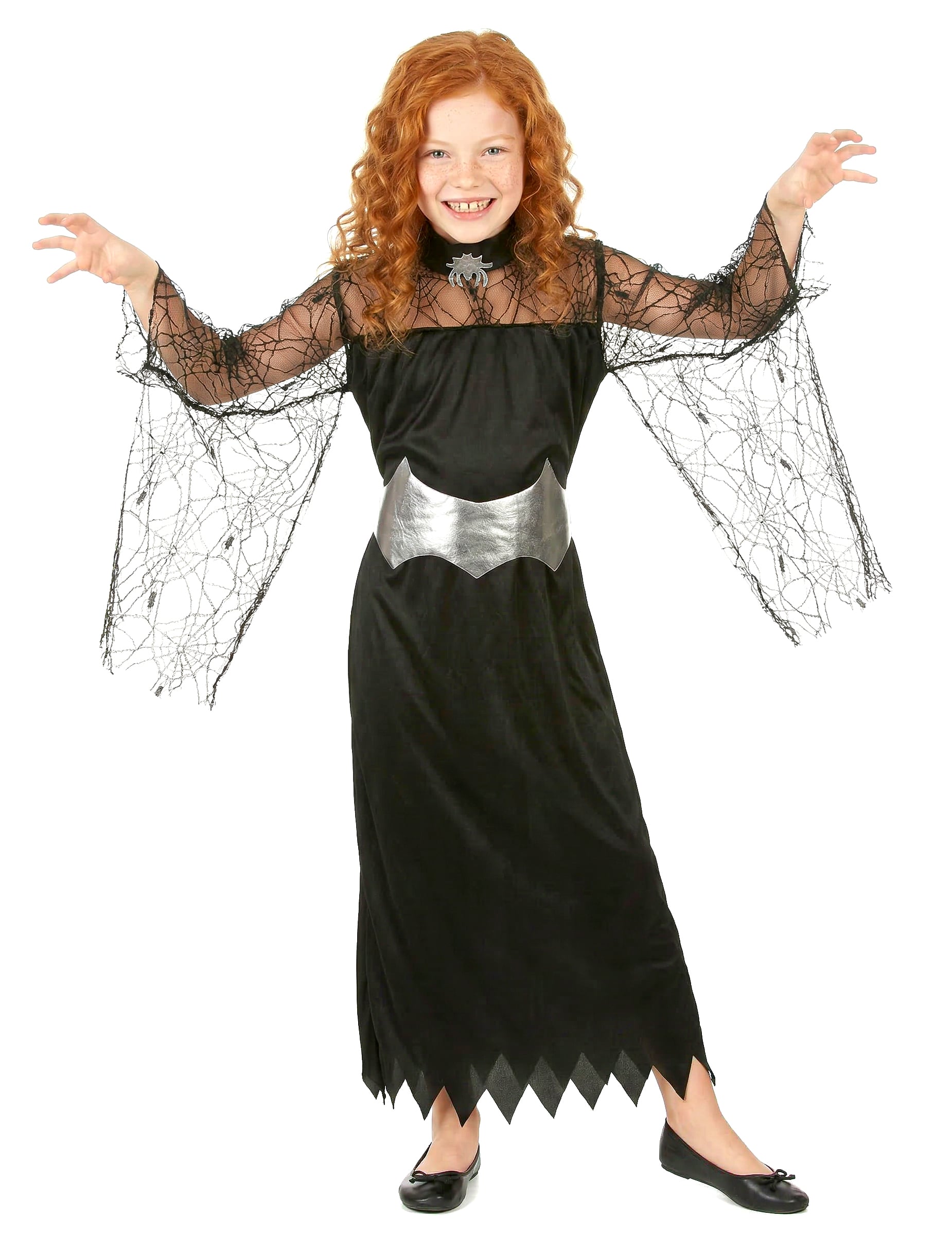 Spinnenkönigin Kinderkostüm schwarz-silber Spinnenkönigin Kinderkostüm schwarz-silber von KARNEVAL-MEGASTORE