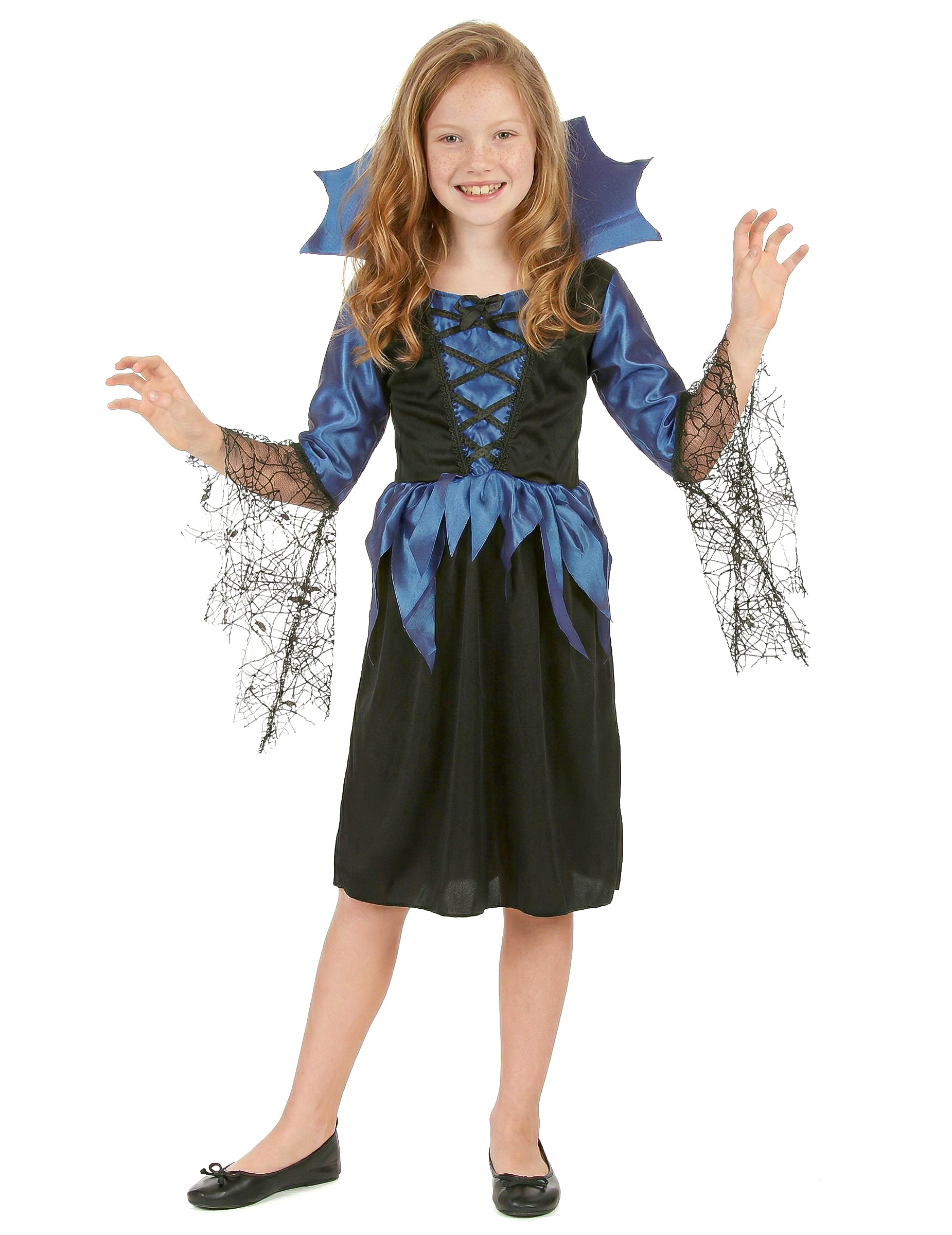 Süße Spinnen-Königin Kinderkostüm blau-schwarz Süße Spinnen-Königin Kinderkostüm blau-schwarz von KARNEVAL-MEGASTORE